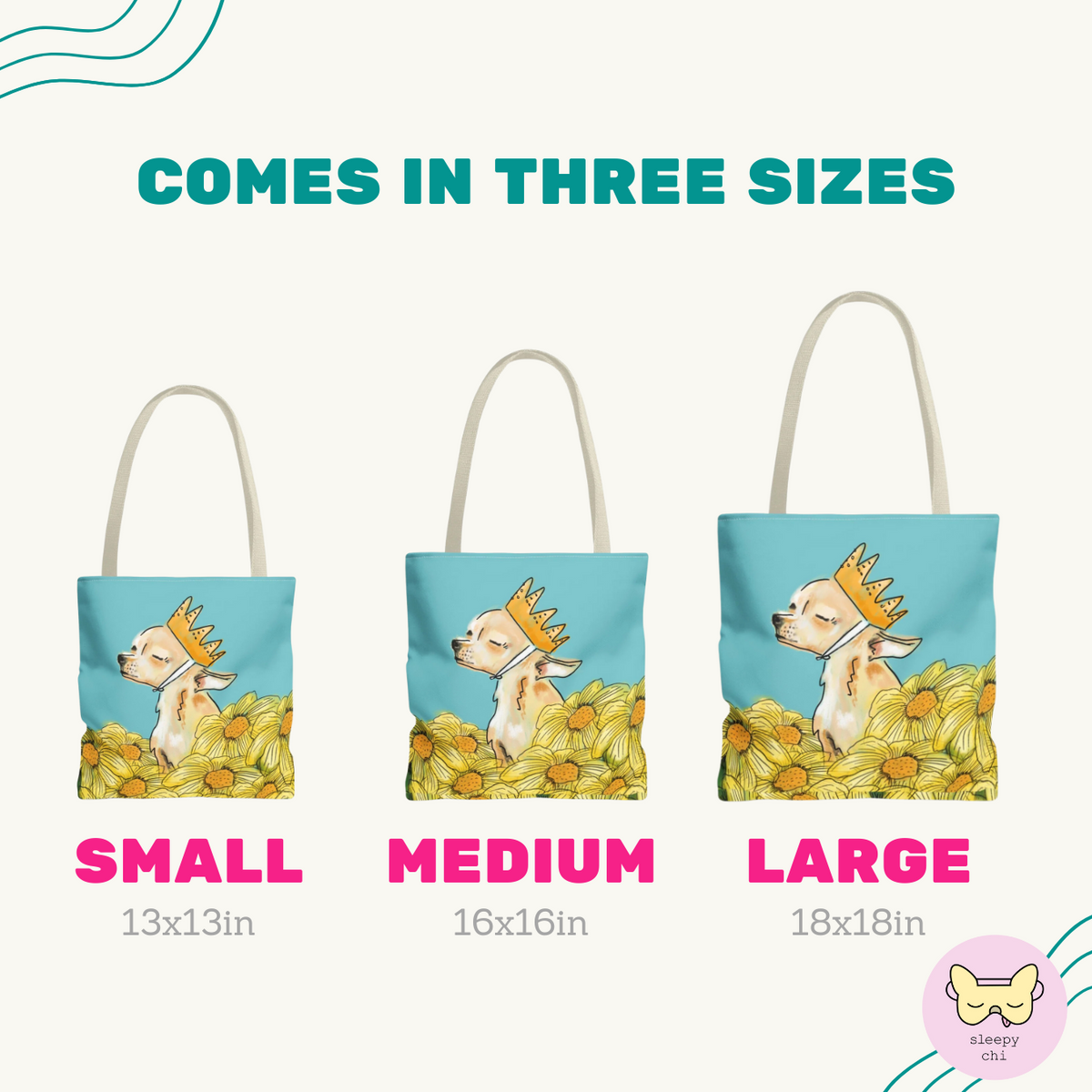 Royal Chihuahua in the Flowers Tote Bag