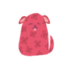 a red and pink illustrated fat chihuahua with its tongue out