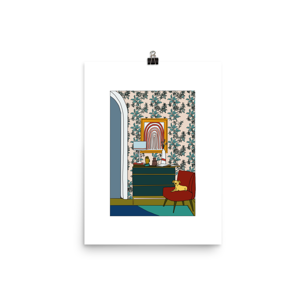 A Small Dog in Waiting | Chihuahua Art Print - Sleepy Chi with a binder clip