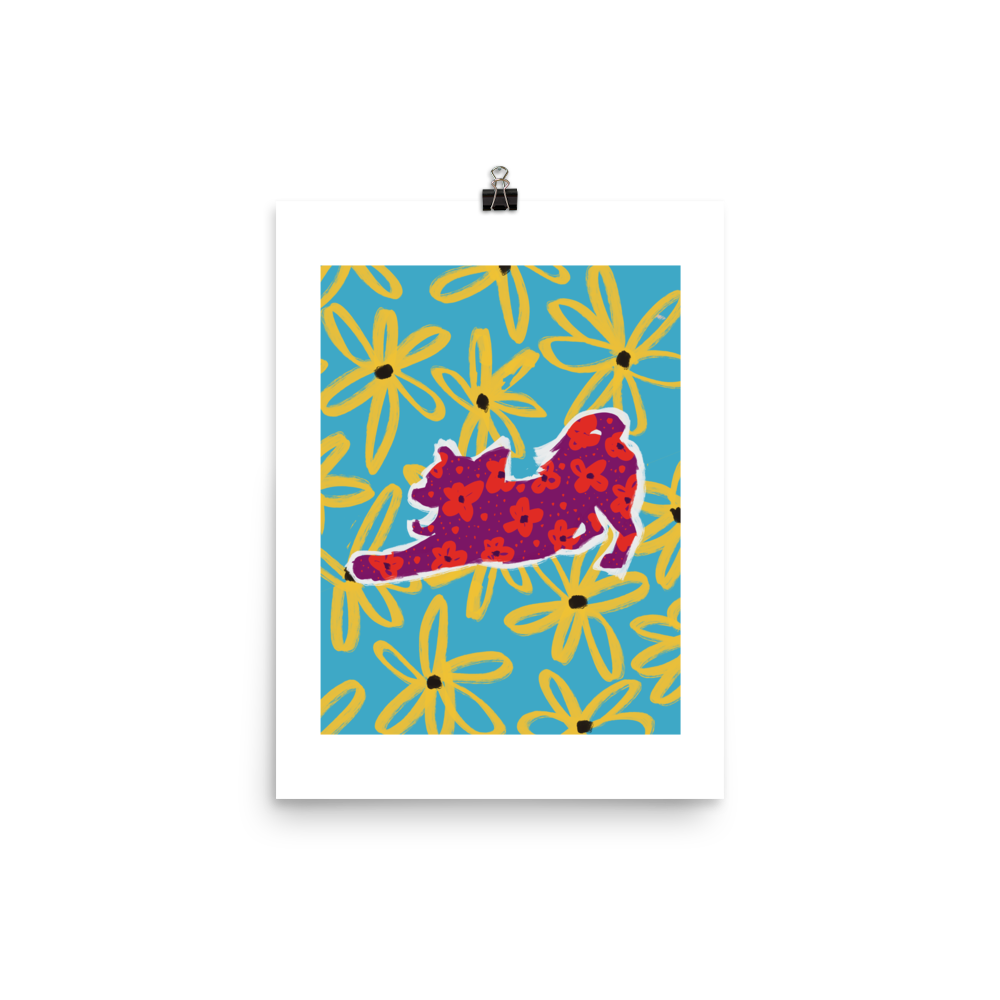 Funky Flower Dog Wall Art | Cute Chihuahua Art Print - Sleepy Chi
