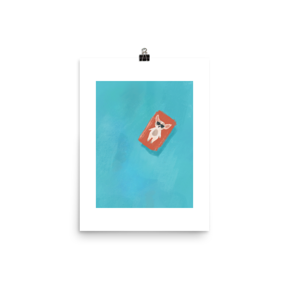 Summertime Chihuahua in the Pool Art Print - Sleepy Chi