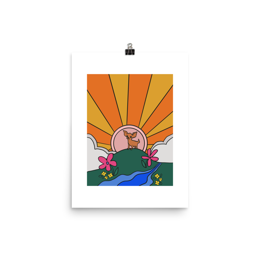 Chihuahua in the Sunshine 70s Retro Wall Art - Sleepy Chi