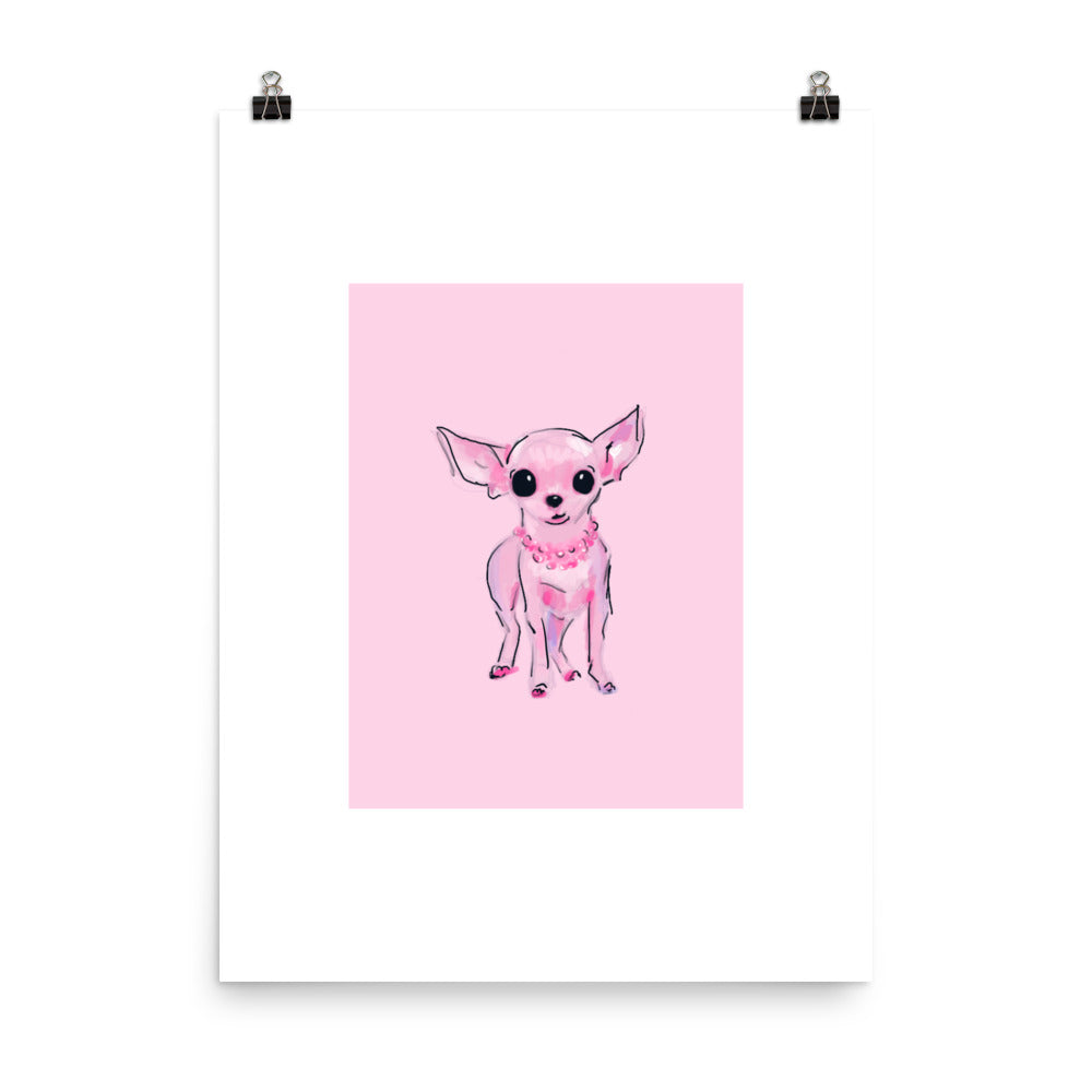 Pink Lady Chihuahua Art Print - Sleepy Chi