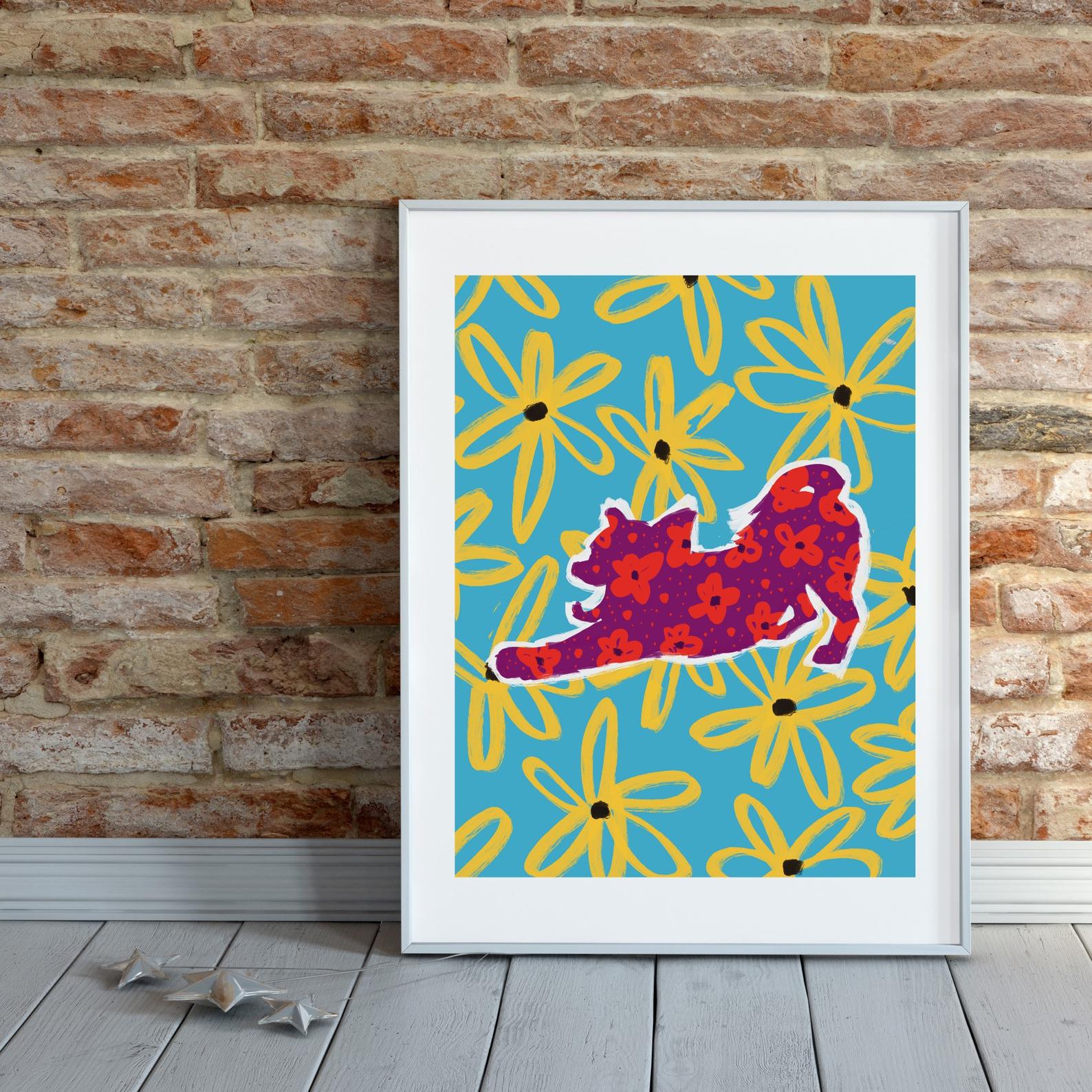 - dog art print - chihuahua wall art and home decor - brick wall