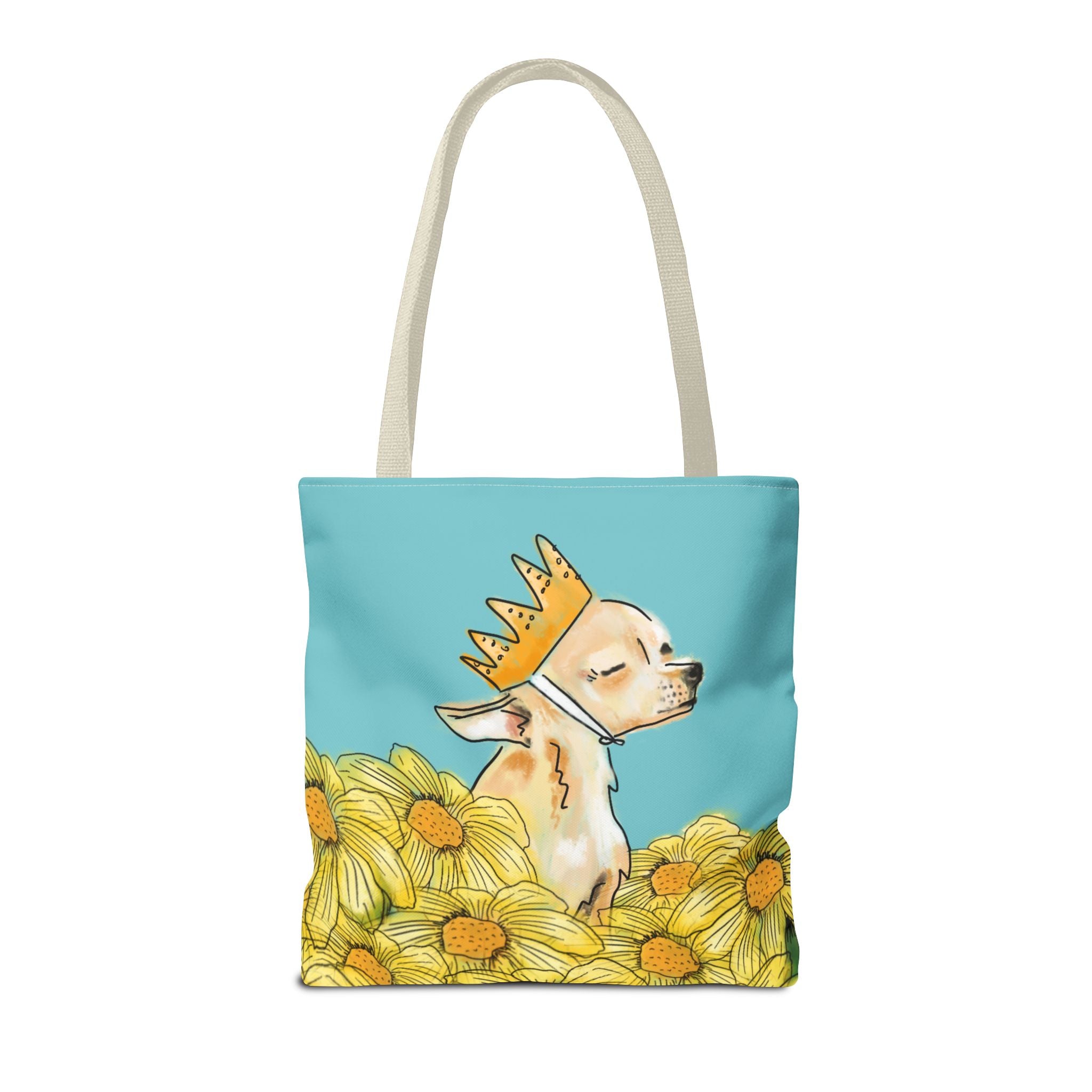 Chihuahua Tote Bag - Royal-Chi Pup and Flowers Design - Flower Power