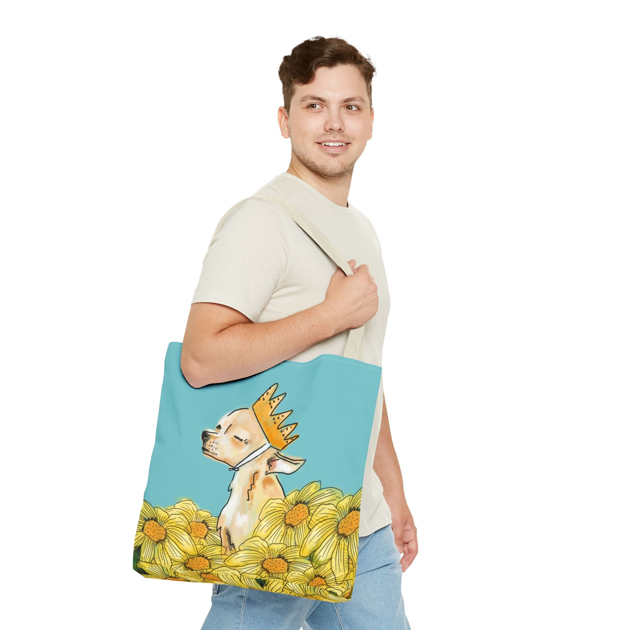 Chihuahua Tote Bag - Royal-Chi Pup and Flowers Design - Flower Power