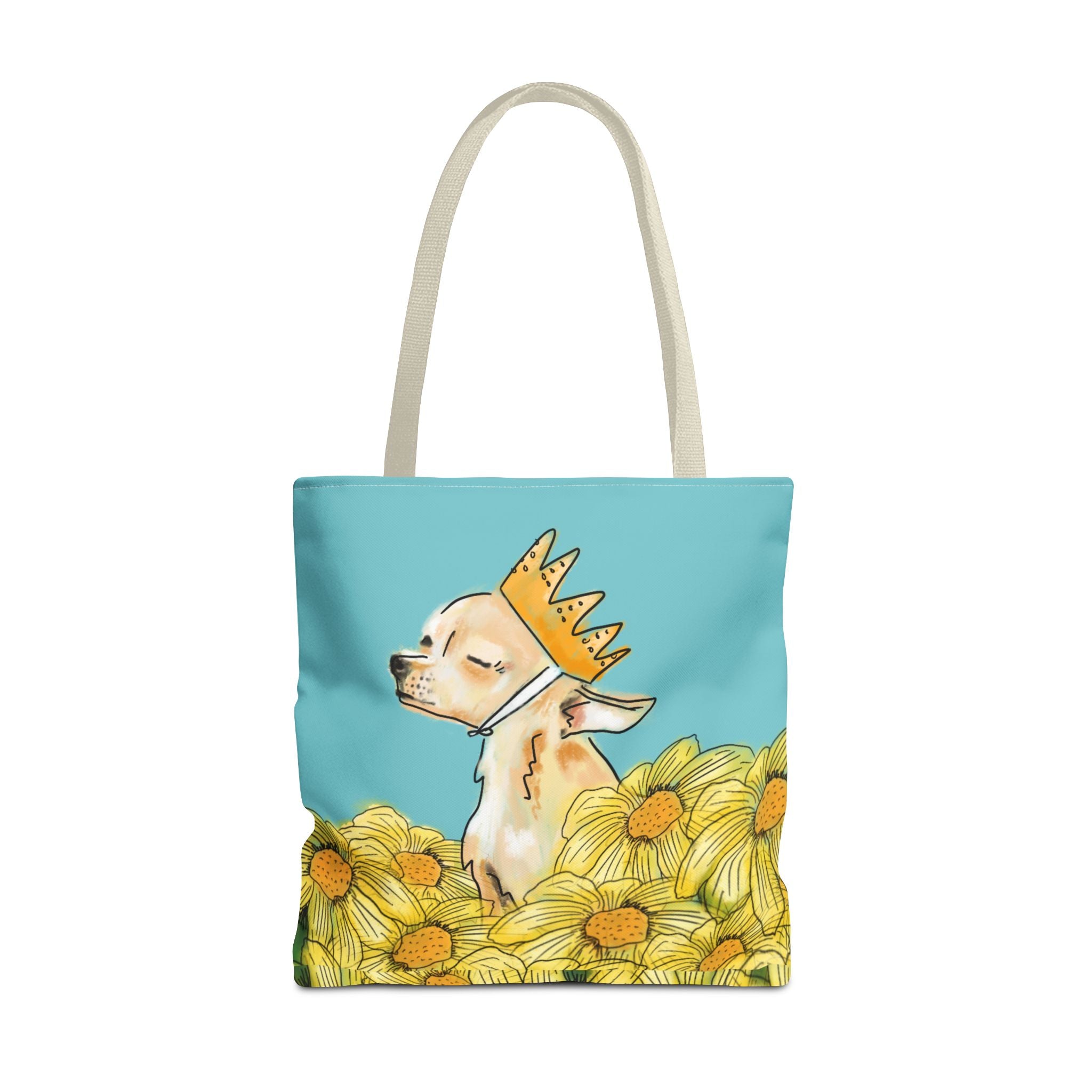 Chihuahua Tote Bag - Royal-Chi Pup and Flowers Design - Flower Power