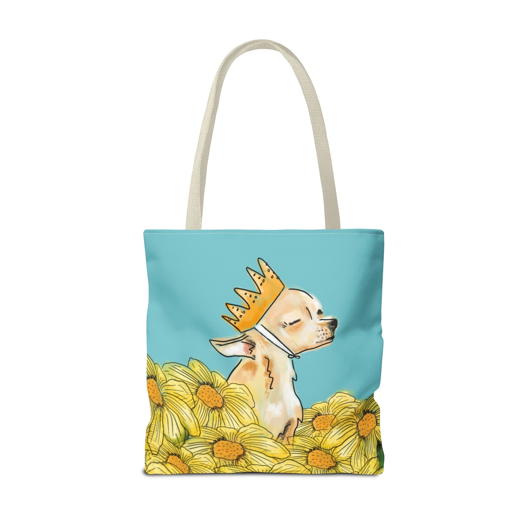 Chihuahua Tote Bag - Royal-Chi Pup and Flowers Design - Flower Power