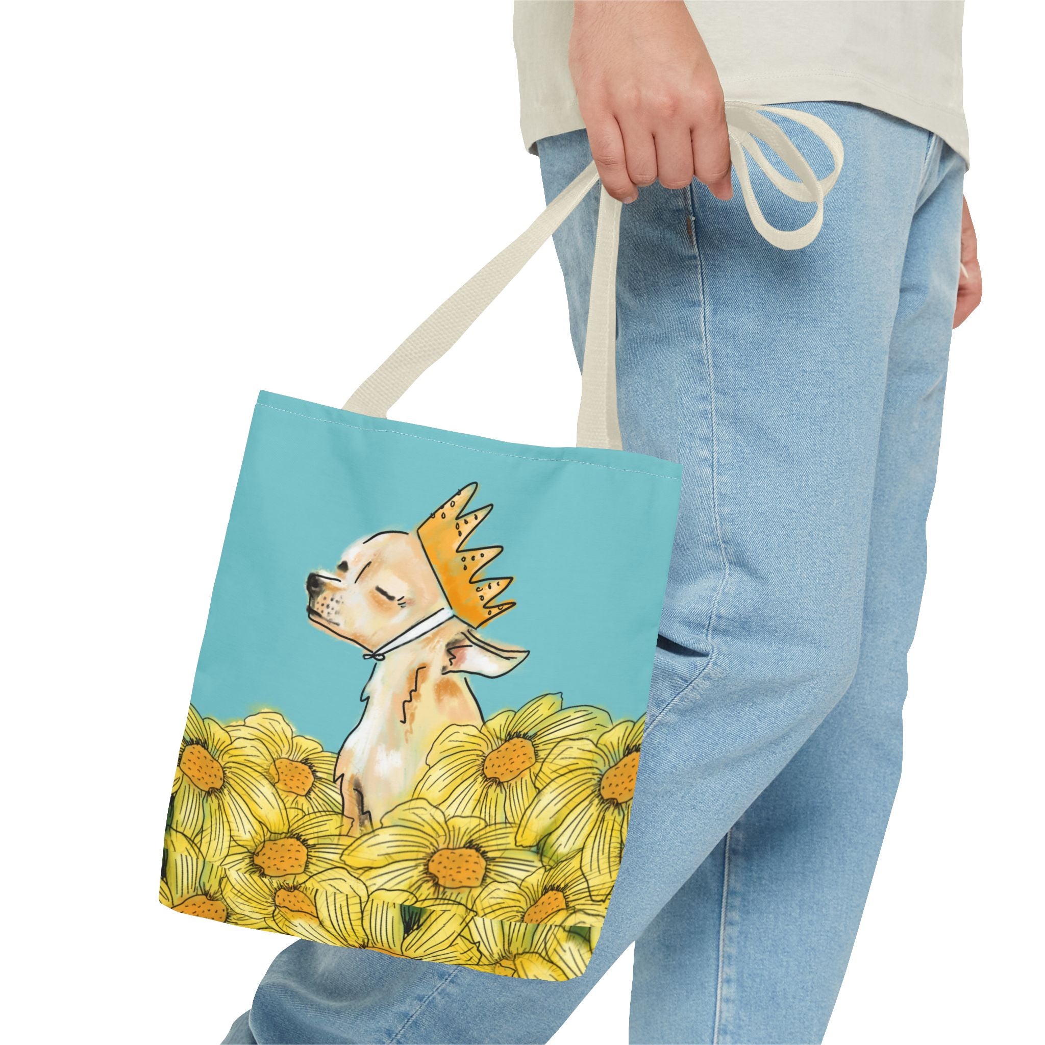 Chihuahua Tote Bag - Royal-Chi Pup and Flowers Design - Flower Power