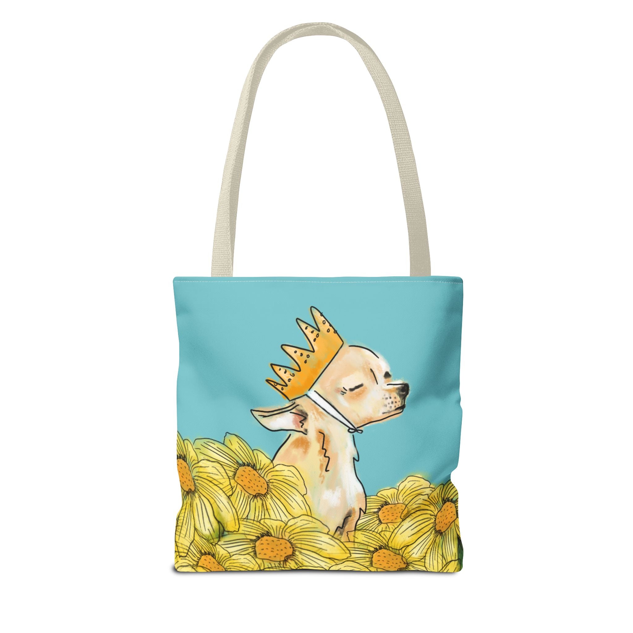 Chihuahua Tote Bag - Royal-Chi Pup and Flowers Design - Flower Power