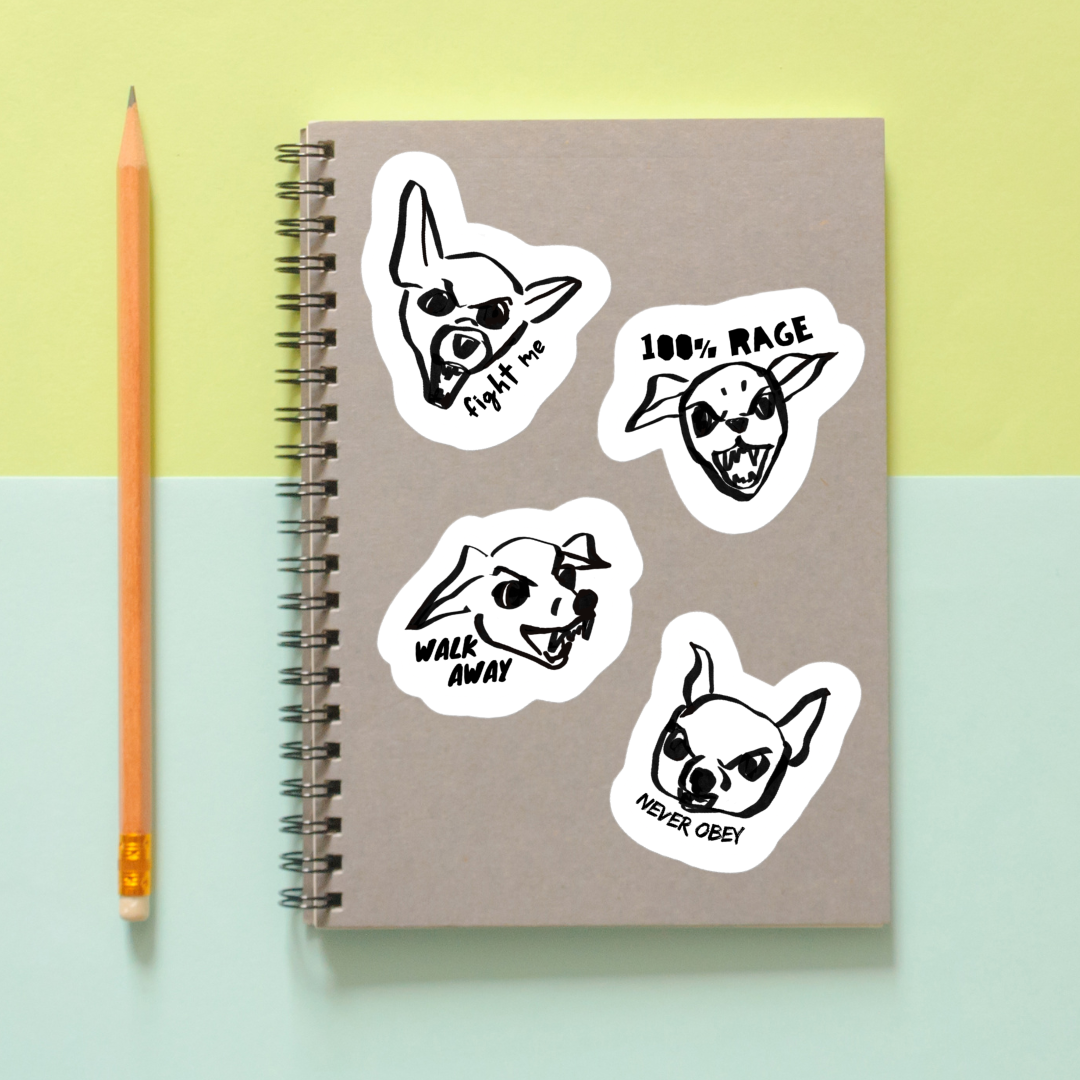 Unleash The Rage Chihuahua Sticker 4-Pack