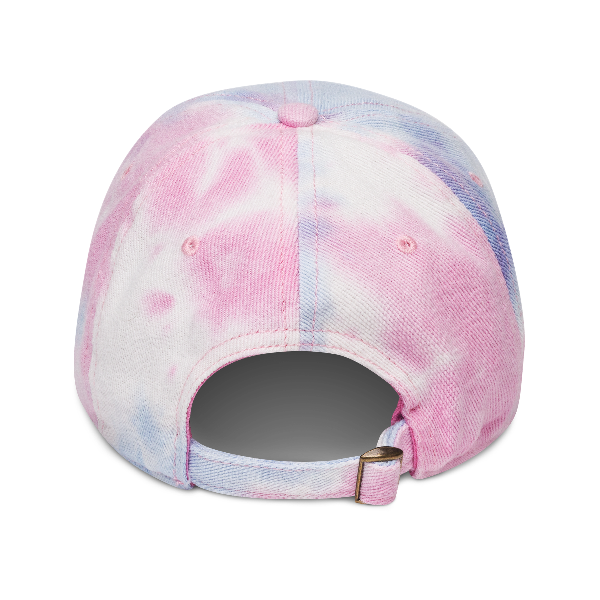 back of sleepy chi pink and purple tie dye dad hat for chihuahua lovers