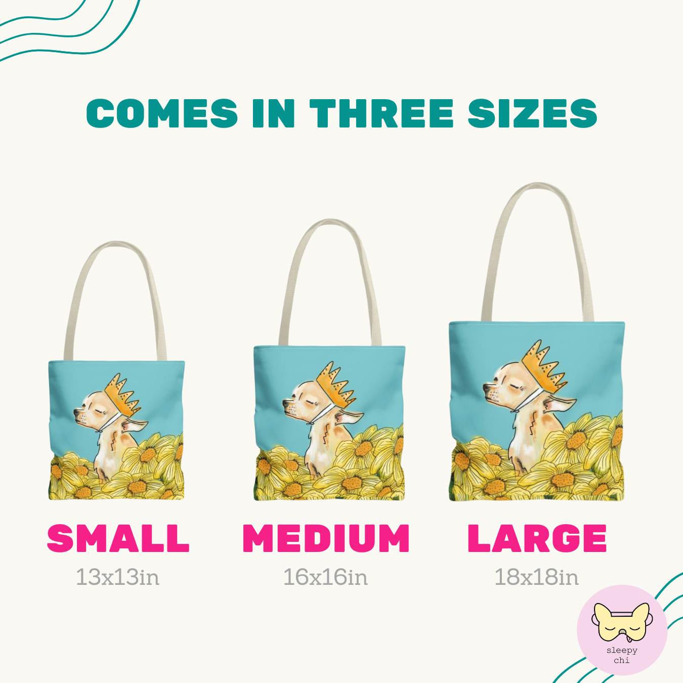 Chihuahua Tote Bag - Royal-Chi Pup and Flowers Design - Flower Power