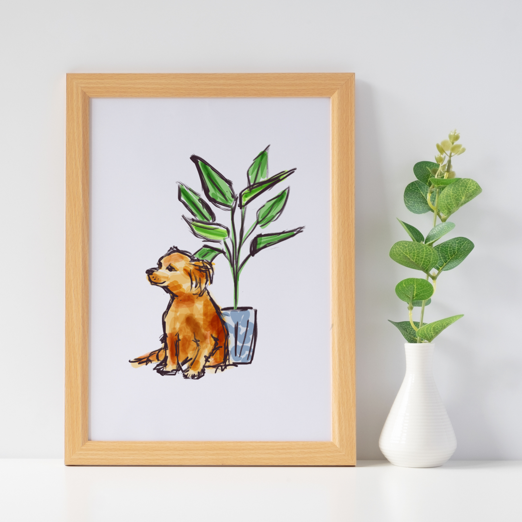 house plants dogs Dogs Love House Plants Too Wall Art