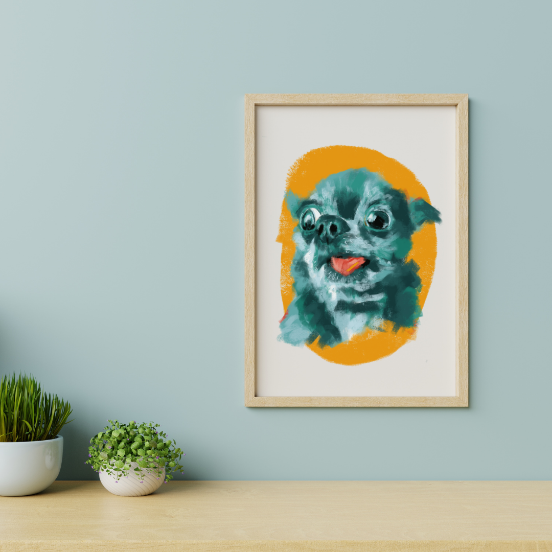 green chihuahua art print wall art