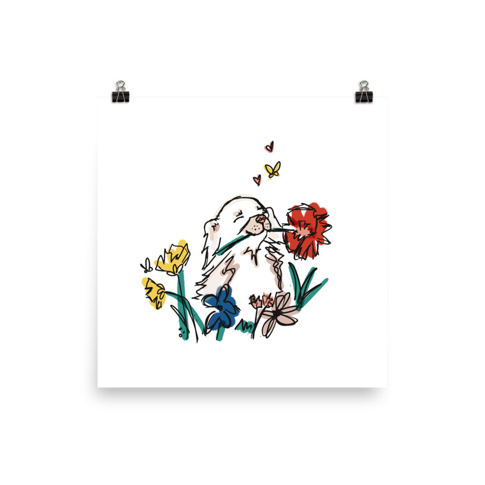 Chihuahua in the Flower Garden Art Print