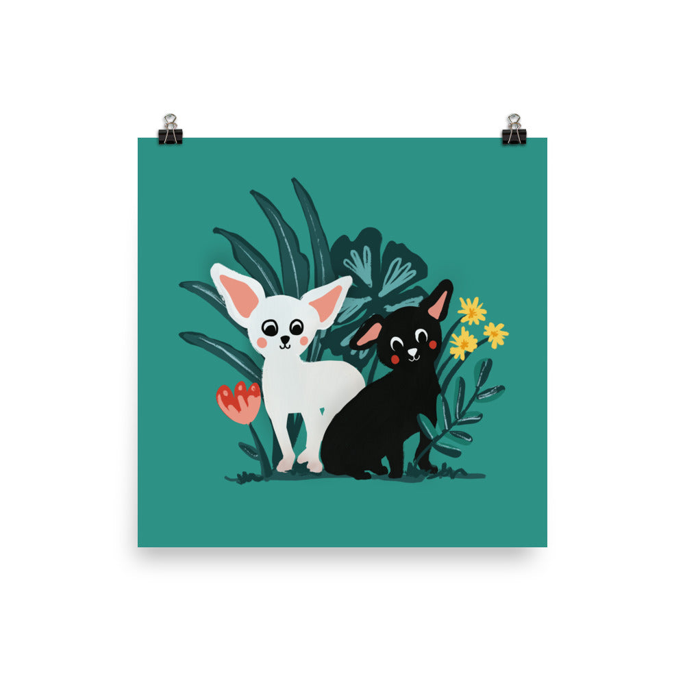 White & Black Chihuahuas in the Wilderness Wall Art