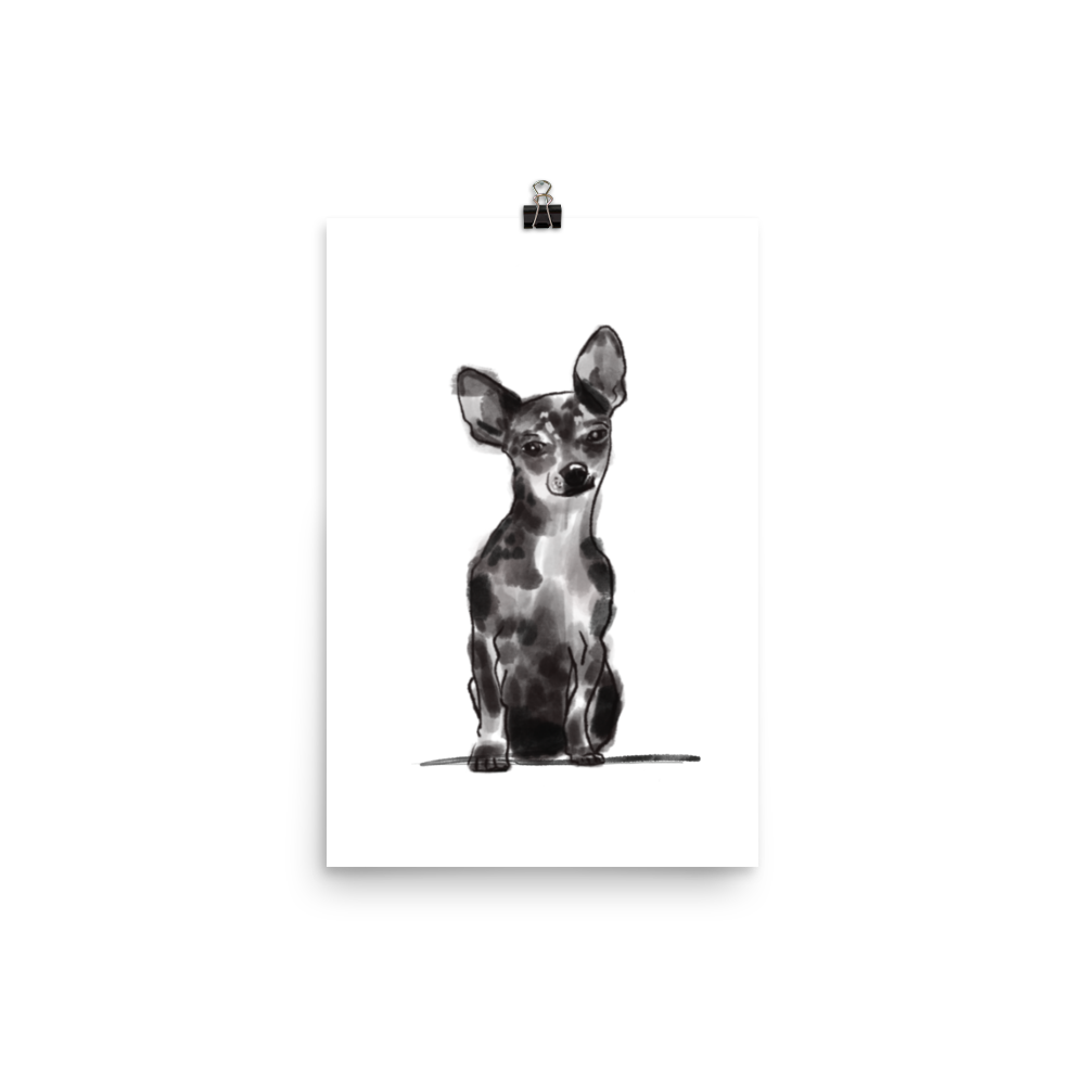 Shorthaired Chihuahua Pen + Ink Art Print