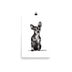 Shorthaired Chihuahua Pen + Ink Art Print