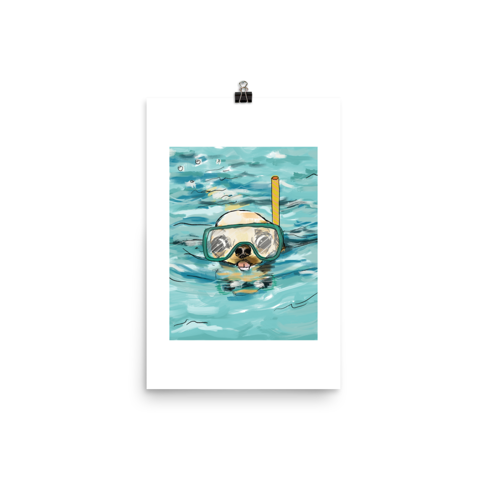 Snorkeling in the Sea Chihuahua Art Print - Sleepy Chi