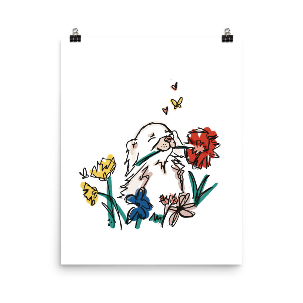 Chihuahua in the Flower Garden Art Print