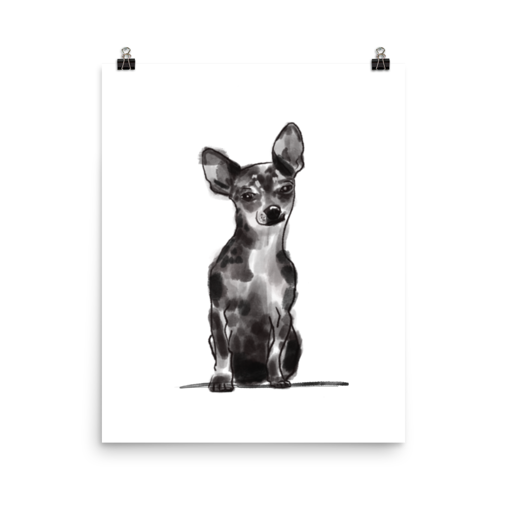 Shorthaired Chihuahua Pen + Ink Art Print