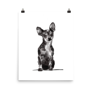 Shorthaired Chihuahua Pen + Ink Art Print