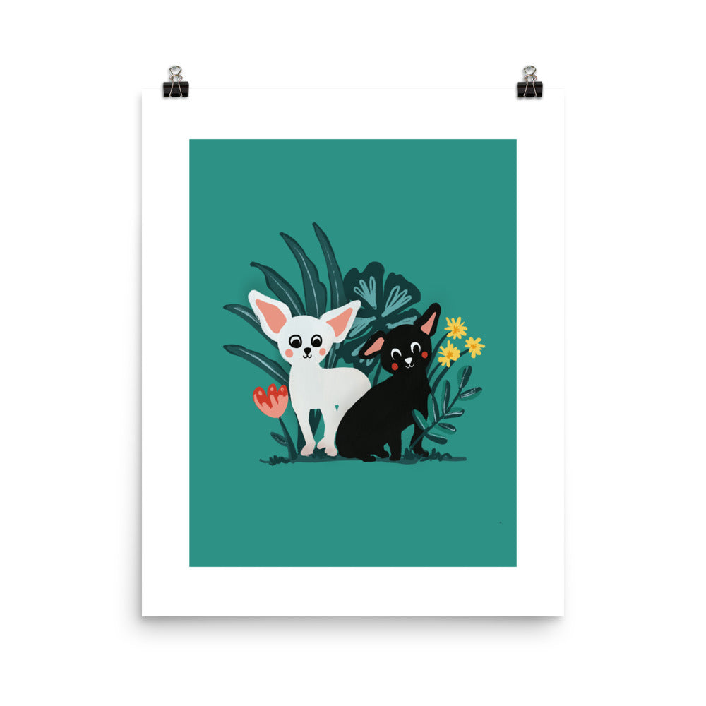 White & Black Chihuahuas in the Wilderness Wall Art