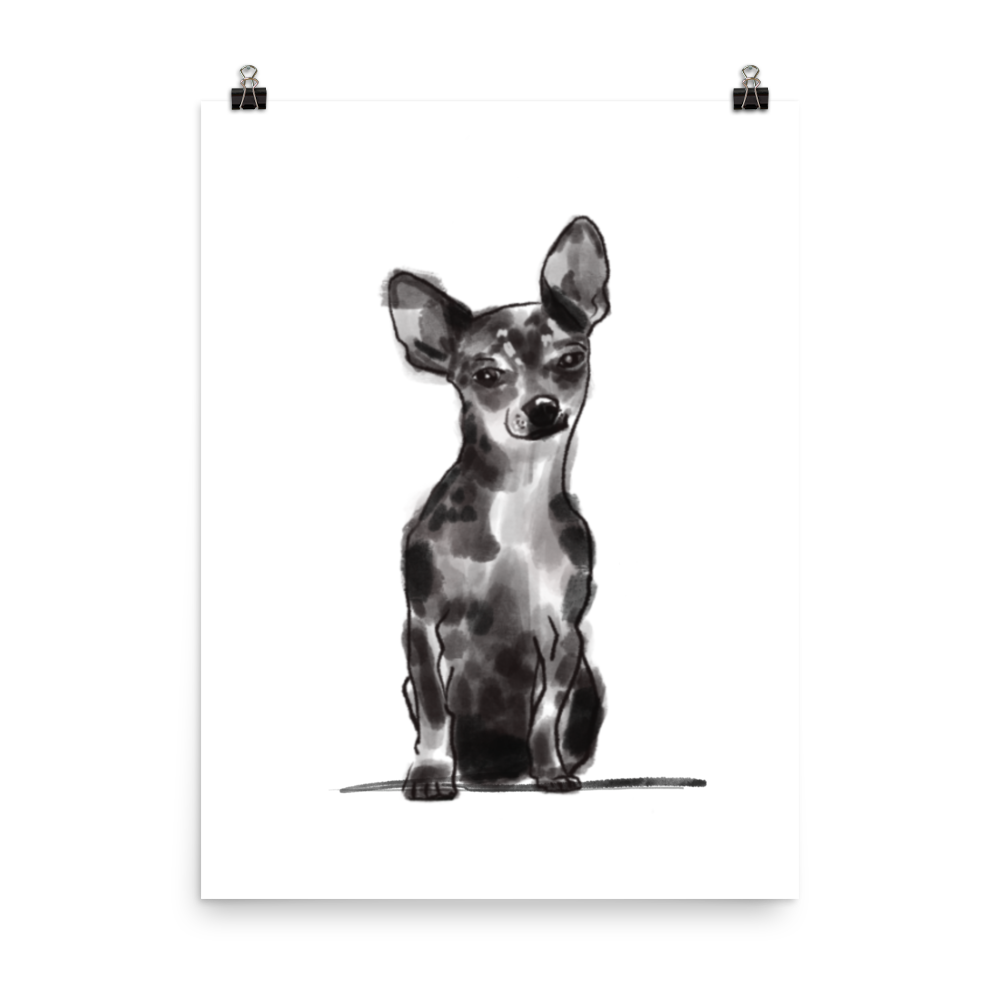 Shorthaired Chihuahua Pen + Ink Art Print