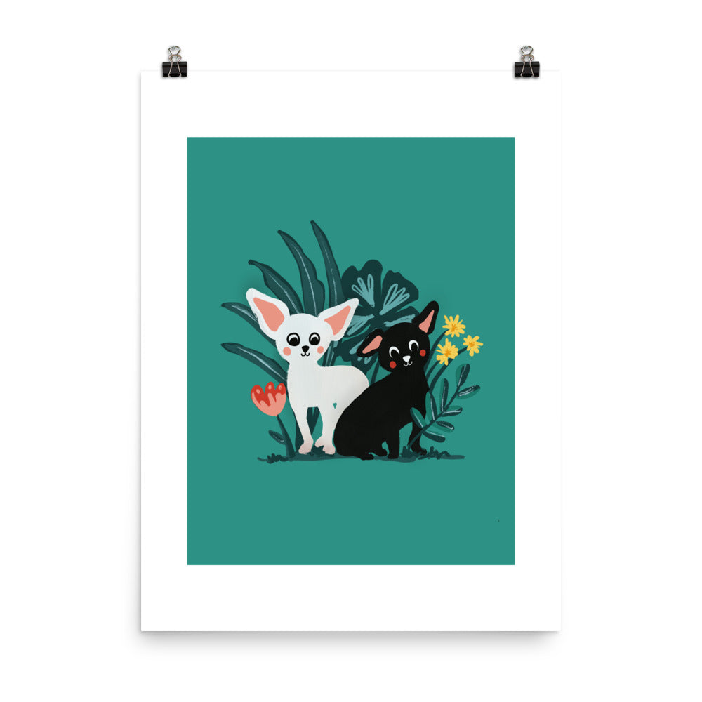 White & Black Chihuahuas in the Wilderness Wall Art