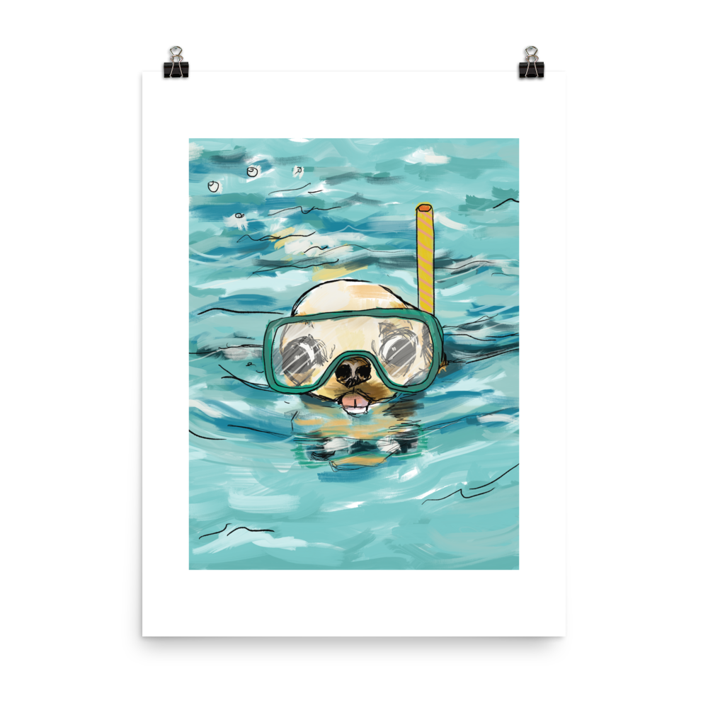 Snorkeling in the Sea Chihuahua Art Print - Sleepy Chi