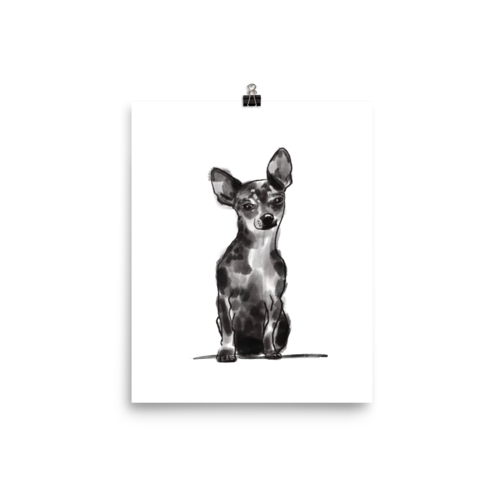 Shorthaired Chihuahua Pen + Ink Art Print