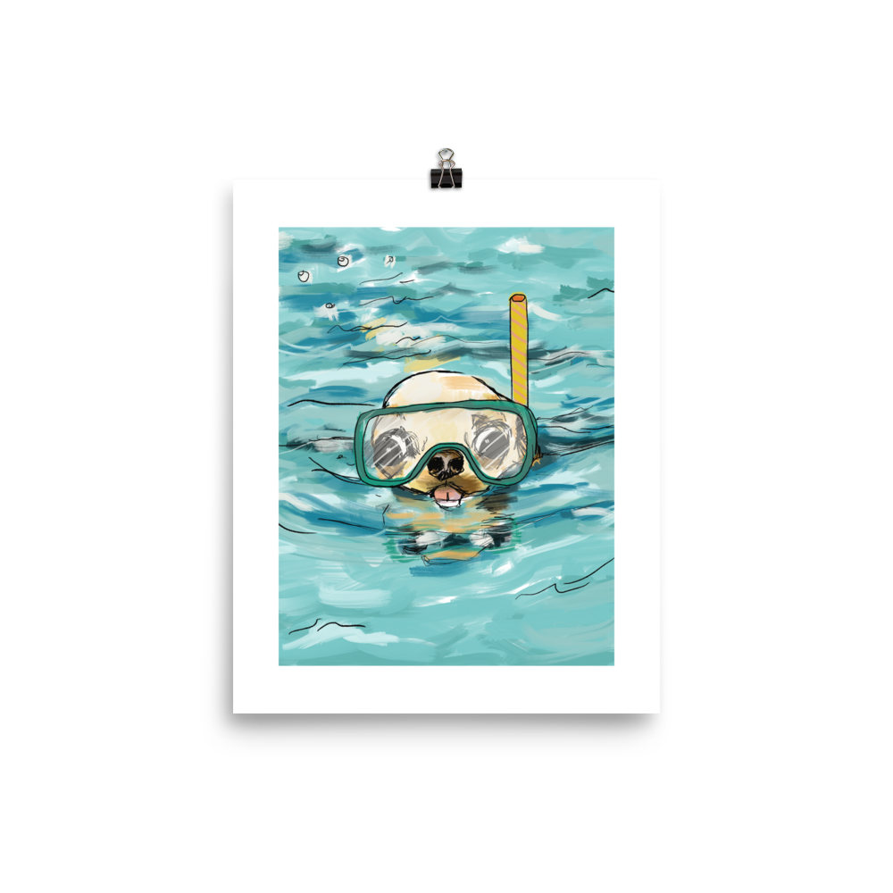 Snorkeling in the Sea Chihuahua Art Print - Sleepy Chi