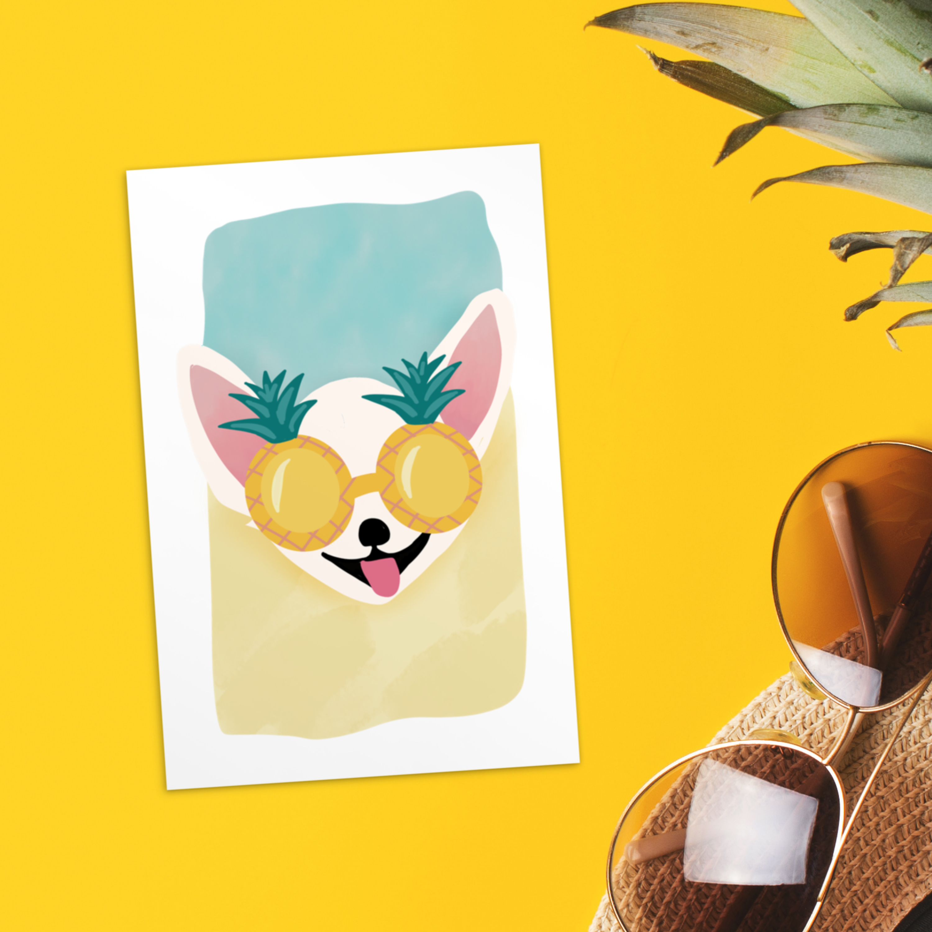 Pineapple Sunglasses Chihuahua Mini Art Print