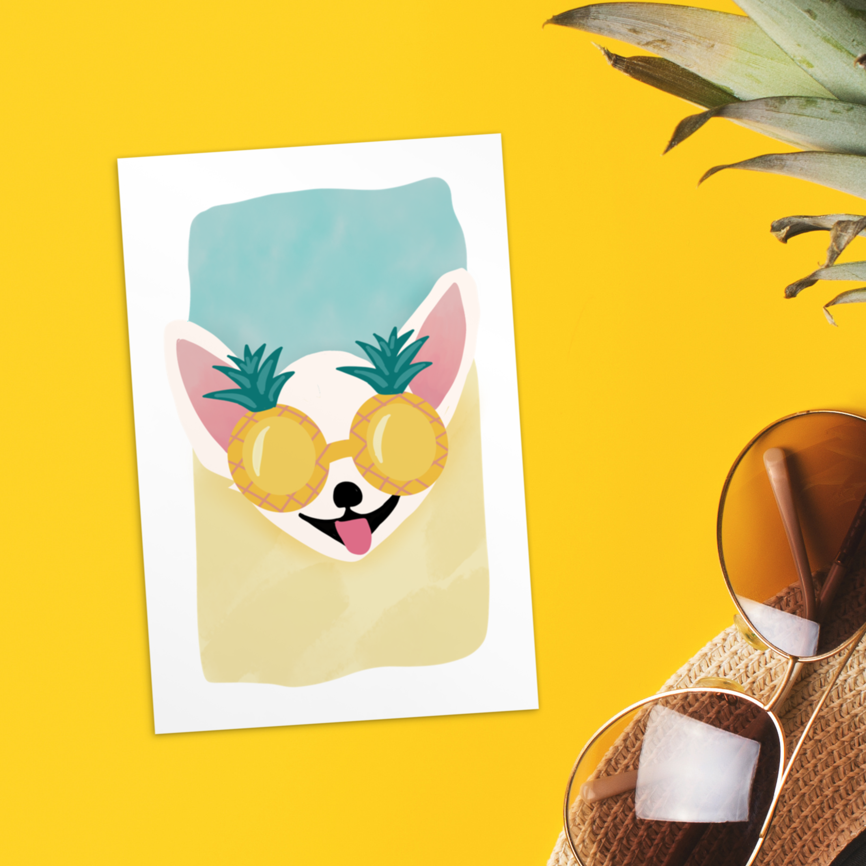 Pineapple Sunglasses Chihuahua Mini Art Print - Sleepy Chi